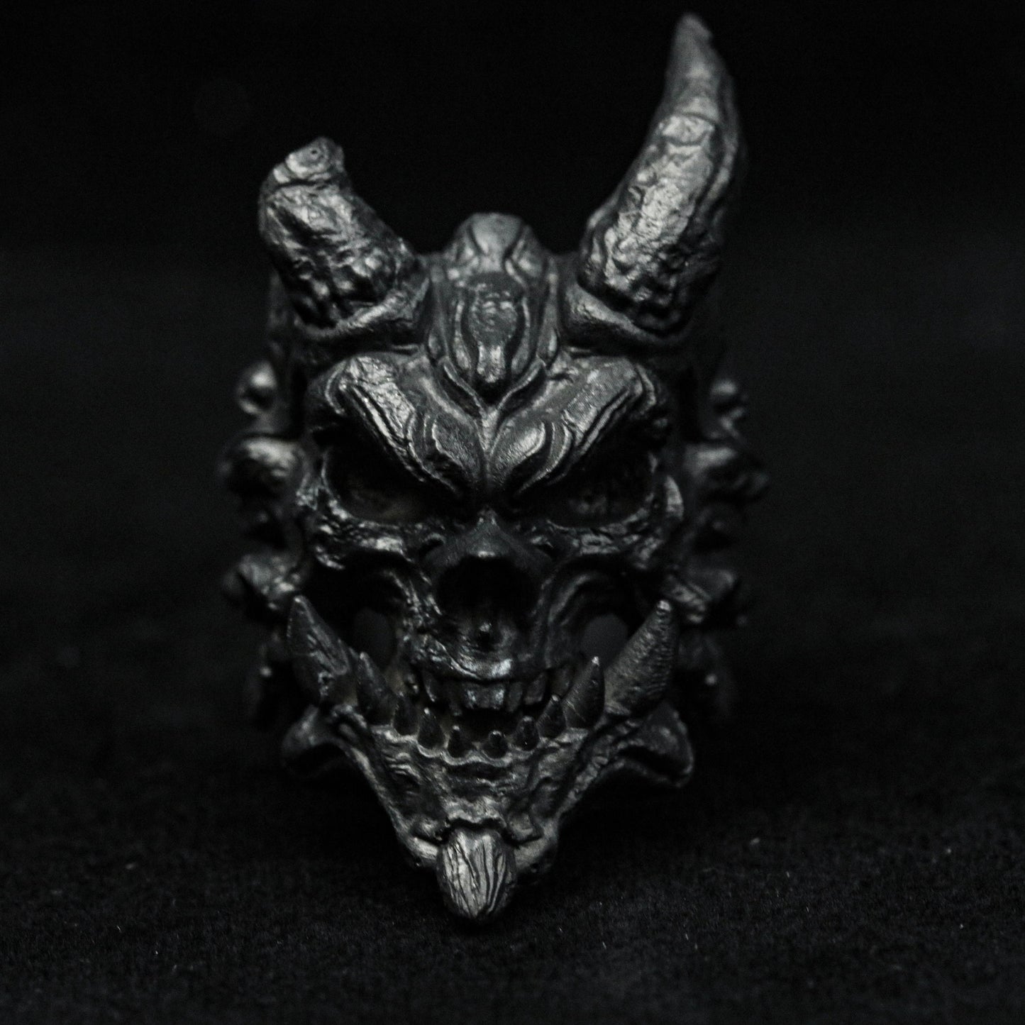 Skull ring, Silver skull ring, Horned Skull Ring, Broken Horn Skull Ring, Demon Skull Ring, Black Skull Ring.