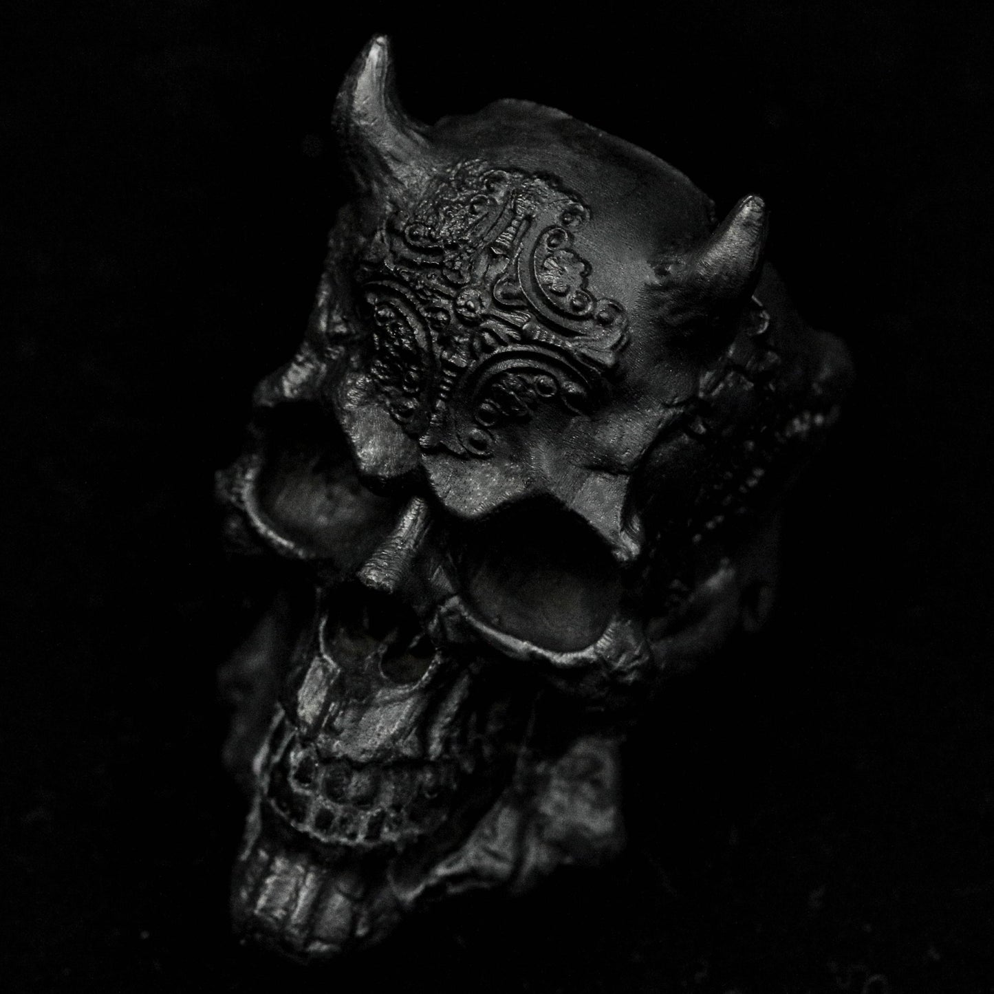 Skull silver ring, horned skull ring, fine detail 925 sterling silver ring, men's skull ring, motorcyclist ring, skull jewelry