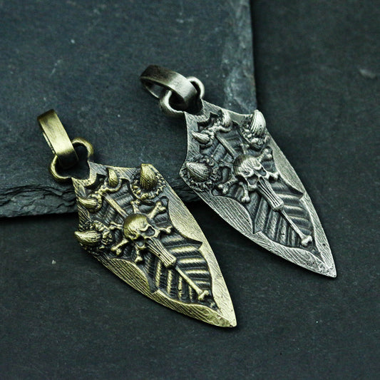 Skull Arrow 925 Silver Pendant Necklace, Cannibal Tribal Arrow Pendant Necklace, Skull Cross Necklace-Craftsman made