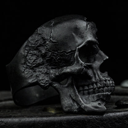 Skull ring Vintage Broken Damaged Half Face Skull ring, ring  Fashion Biker Rock Punk Jewelry Antique Silver Jewelry for Men Women