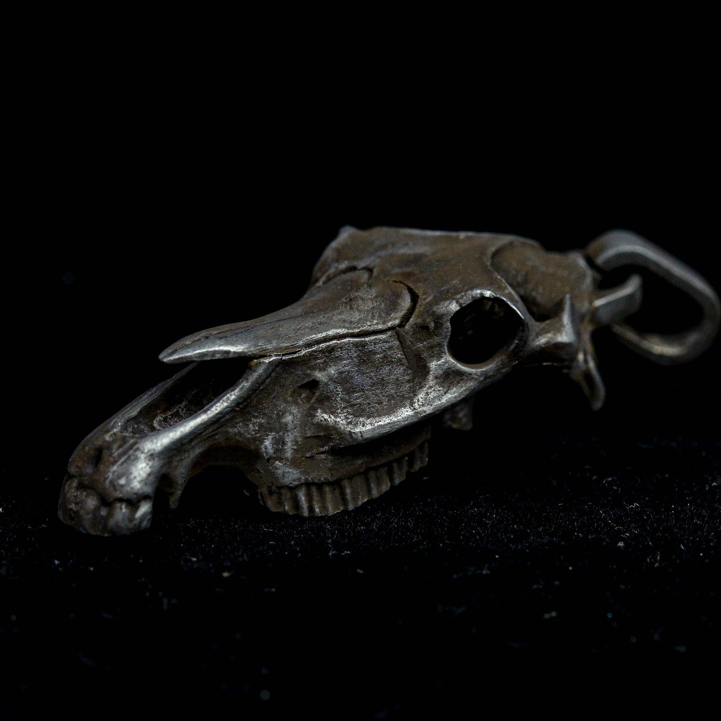 Horse Skull Charm Pendant Necklace, 925 Silver Horse Jaw Skull Pendant, skull pendant, Rodeo Cowboy Gift.