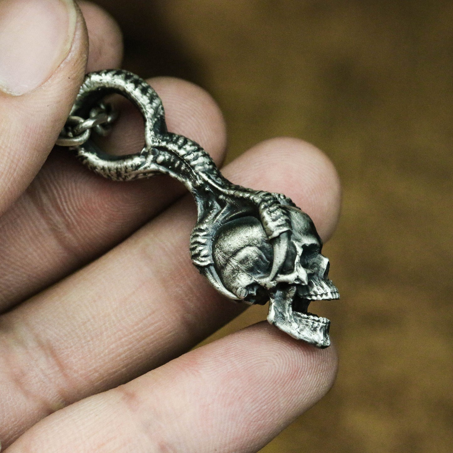 Eagle Claw Skull 925 Silver Pendant Necklace, Raptor Claw, Men's Silver Pendant Necklace, Dragon Claw Silver Pendant Necklace-Craftsman made