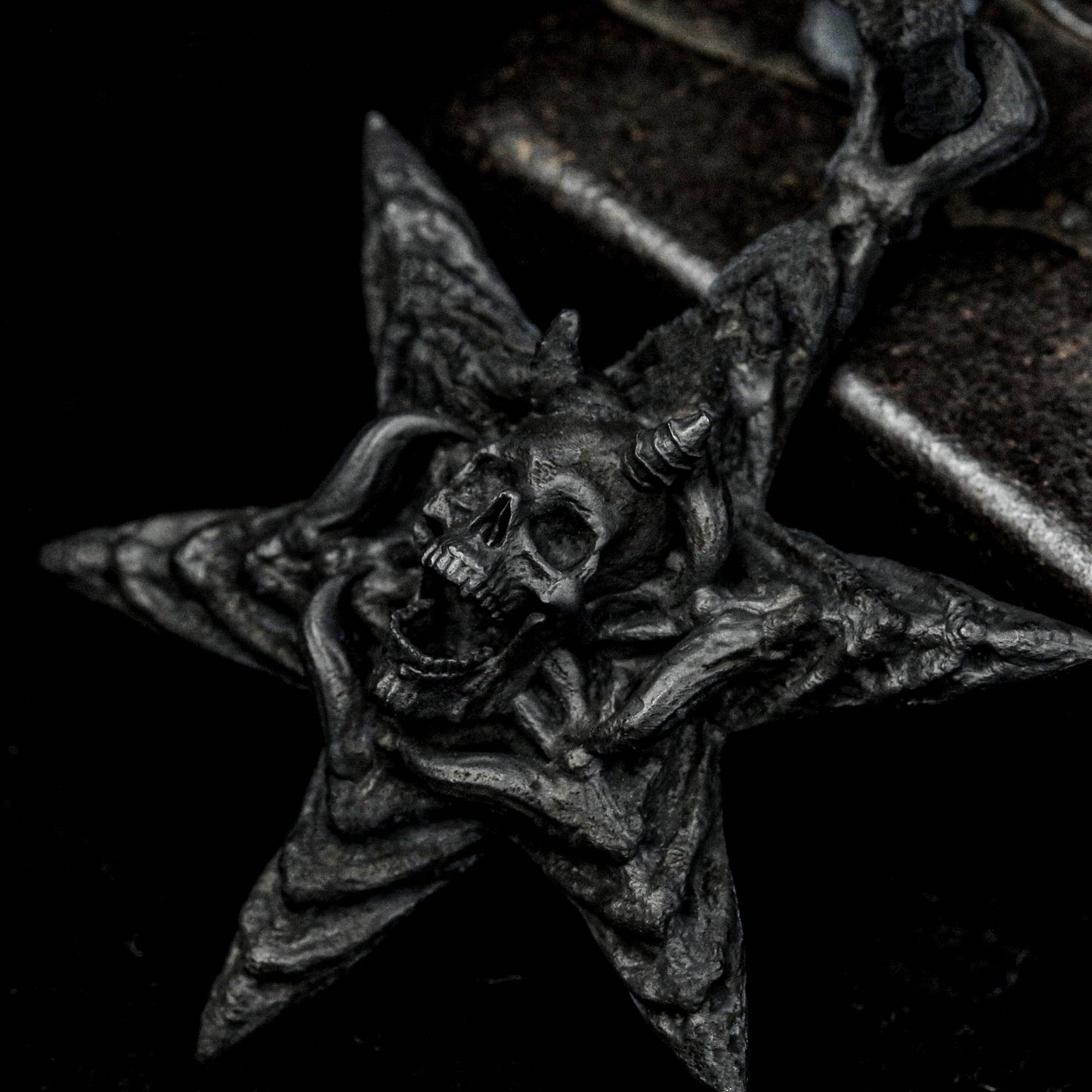 Six-pointed star skull Pendant, Skull Pendant, 925 Sterling Silver Pendant-Skull Charm, Six Pointed Star Shield