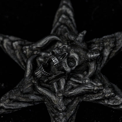 Six-pointed star skull Pendant, Skull Pendant, 925 Sterling Silver Pendant-Skull Charm, Six Pointed Star Shield