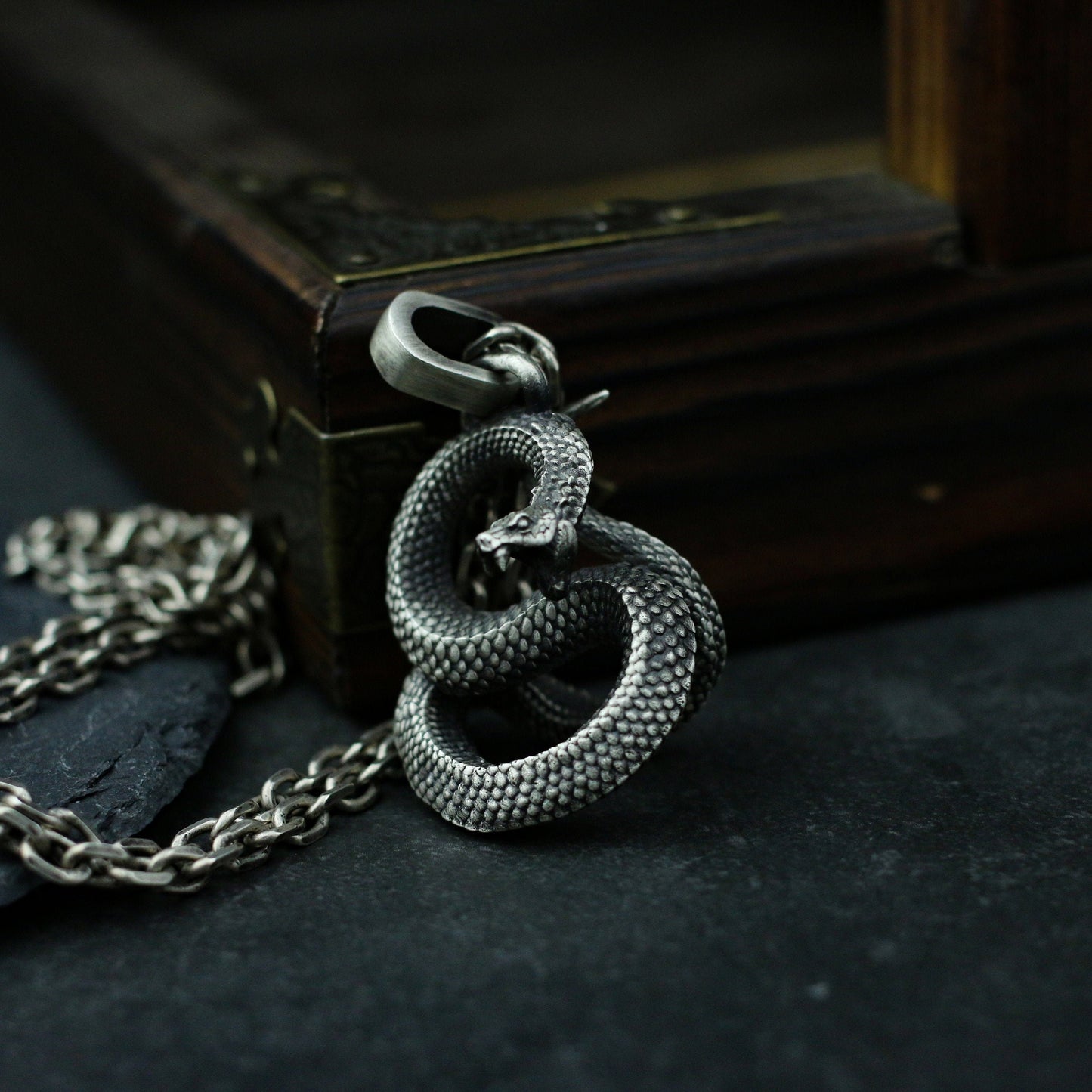 Roaring Python 925 Silver Pendant Necklace, Man-eating Python Flying Monster Solid Sterling Silver Brass Pendant-Craftsman made