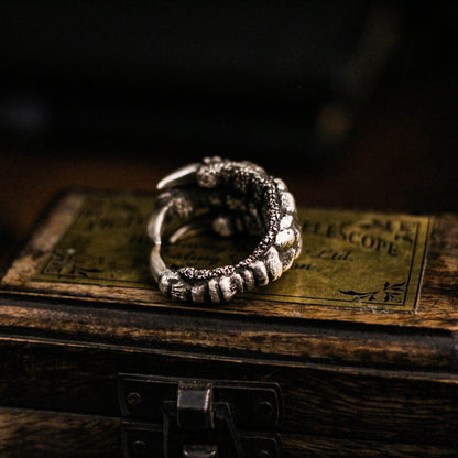 Eagle claw 925 silver ring, goshawk claw ring, sterling silver dragon claw vintage gothic ring gift - craftsman made - SATANHORN