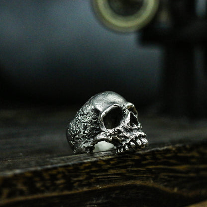 Jawless skull 925 silver ring, Half-faced skull ring, Brass 925 sterling silver cracked bone small gift - craftsman made - SATANHORN