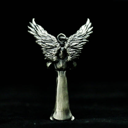 Fallen Angel Lucifer 925 Sterling Silver Pendant Necklace, Death Angel Wing Necklace Pendant, Gabriel Necklace-Craftsmen made