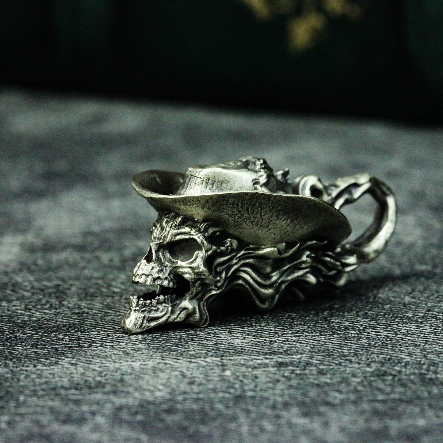 Cowboy hat skull 925 silver pendant necklace, pirate skull necklace, western cowboy pendant necklace, men's pendant necklace -Craftsman made