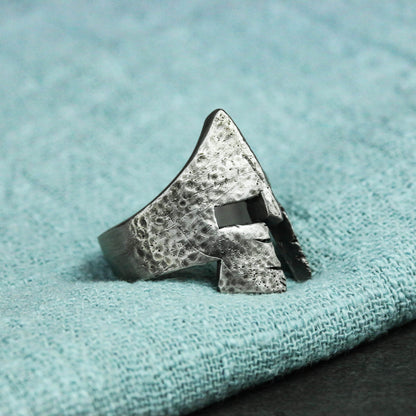 Spartan 925 Silver Ring, Spartan Shield Ring, Greek Warrior, Warrior Helmet, Spartan Warrior Ring, Men Silver Gift-Craftsmen made - SATANHORN