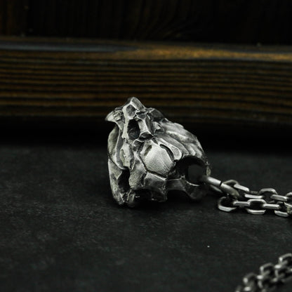 Snapping turtle skull 925 silver pendant necklace, tortoise skull handmade necklace pendant, unique jewelry gift-Craftsmen made