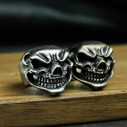 Laughing Specter Skull Ring - Handcrafted Sterling Silver Phantom Jewelry - SATANHORN