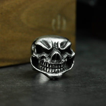 Laughing Specter Skull Ring - Handcrafted Sterling Silver Phantom Jewelry - SATANHORN