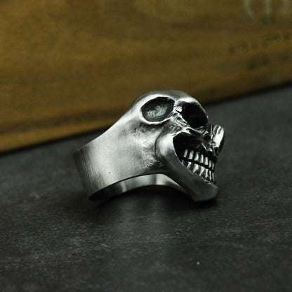 Laughing Specter Skull Ring - Handcrafted Sterling Silver Phantom Jewelry - SATANHORN