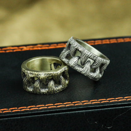 Fangs 925 Silver Ring,Dogtooth 925 Silver Ring, Monster Fang Vampire Ring-Craftsman made - SATANHORN