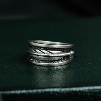 Feather 925 Silver Ring, Gift for mother,Takahashi style sterling silver ring,Silver handmade design personalized gift-Craftsman made - SATANHORN