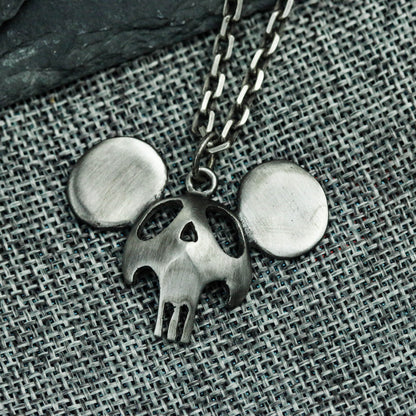 925 Silver Handmade Hip-Hop Style Big Ears Skull Light Luxury Small Necklace/Charm/Pendant