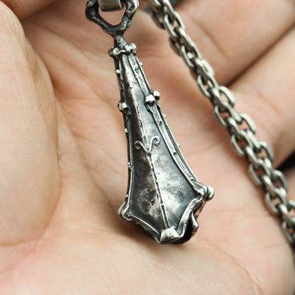Gothic skull 925 silver pendant necklace, Victorian skull necklace, Edwardian skull pendant, witch necklace pendant-Craftsmen made
