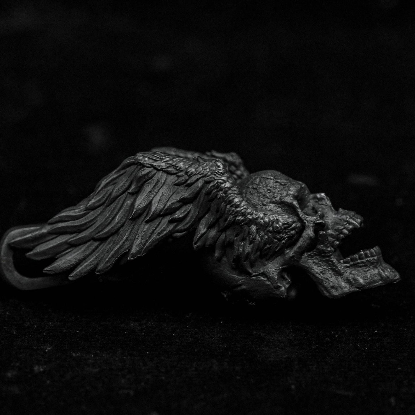 Silver skull winged pendant, Gothic, ANGEL OF DEATH Necklace, Skull Angel Wing Pendant Silver, Death skull, winged angel pendant.