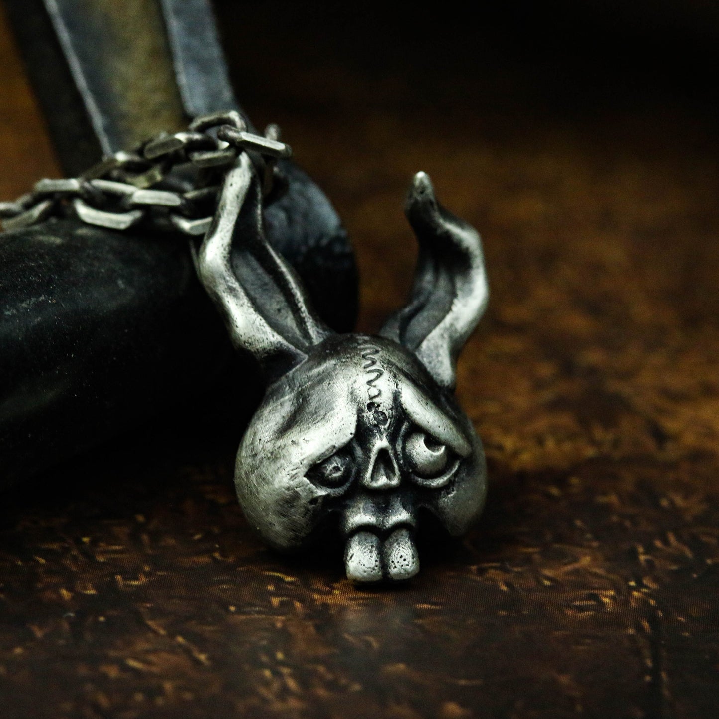 Gothic Skull Rabbit 925 Sterling Silver Pendant Necklace, Personalized Men's Necklace Pendant, Punk Necklace - Craftsman made