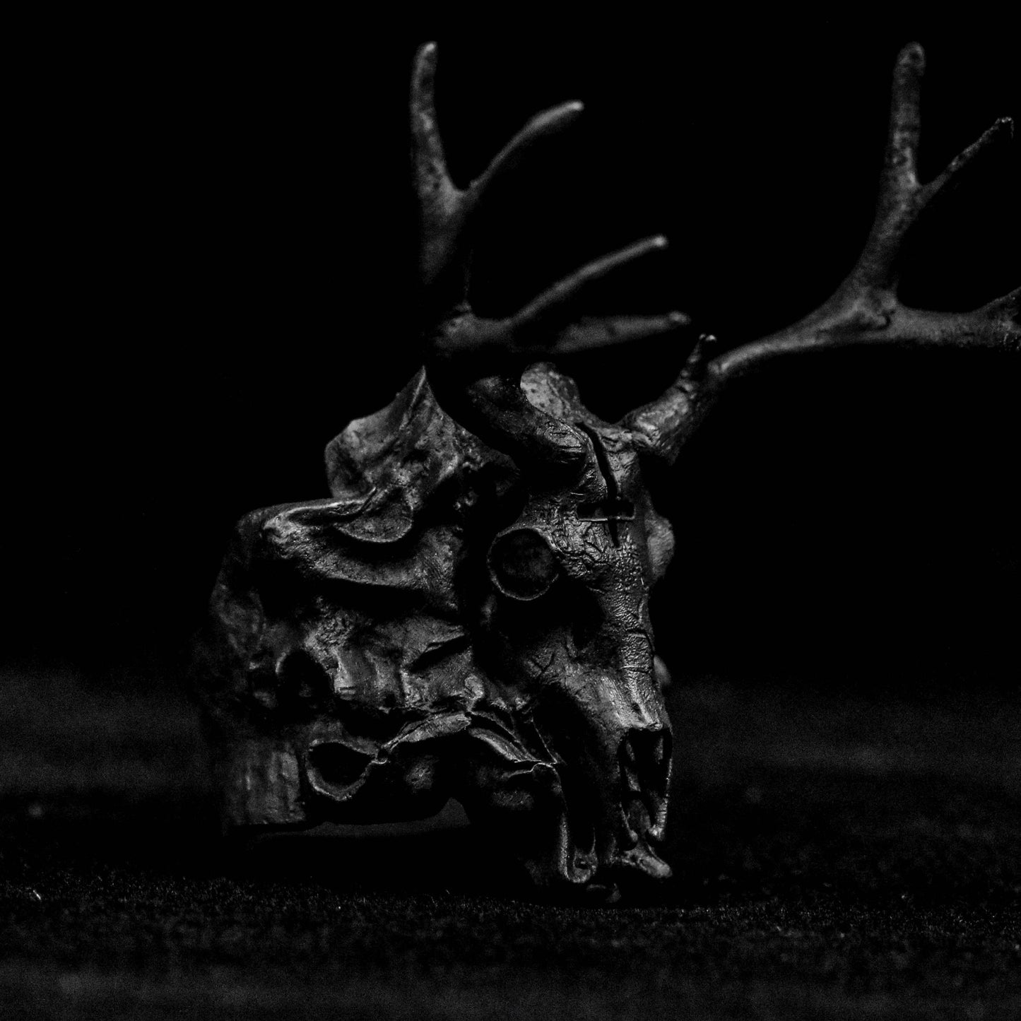 Skull Antler Desert Ring，Antlers Skull Silver Ring, Mule Deer Antler Ring, Deer Head Ring, Animal Ring.