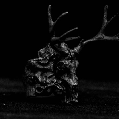 Skull Antler Desert Ring，Antlers Skull Silver Ring, Mule Deer Antler Ring, Deer Head Ring, Animal Ring.