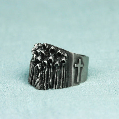 Cross Christian believer 925 Silver Ring, people of faith cloak silver brass ring, unique handmade ring-Craftsman made - SATANHORN