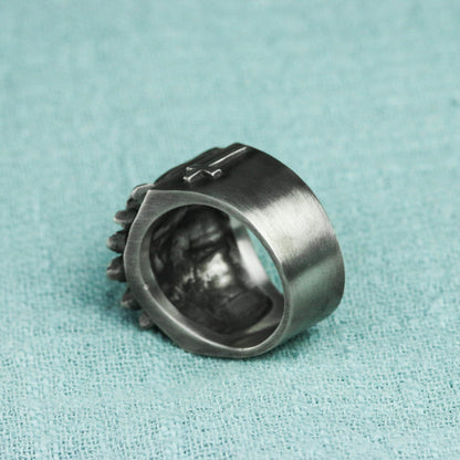 Cross Christian believer 925 Silver Ring, people of faith cloak silver brass ring, unique handmade ring-Craftsman made - SATANHORN