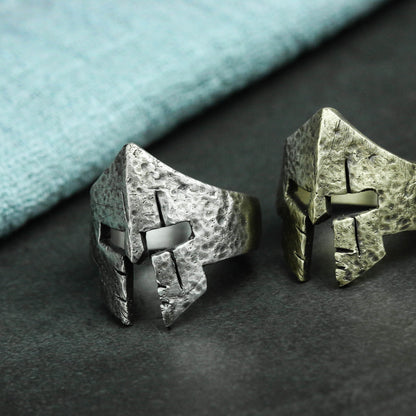 Spartan 925 Silver Ring, Spartan Shield Ring, Greek Warrior, Warrior Helmet, Spartan Warrior Ring, Men Silver Gift-Craftsmen made - SATANHORN
