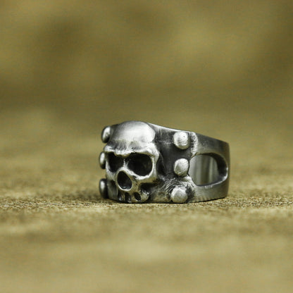 Pirate Skull 925 Silver Ring, Nautical Ring Sailor Jewelry, Punk Gothic Silver Ring-Craftsmen made - SATANHORN