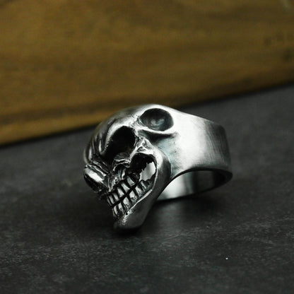 Laughing Specter Skull Ring - Handcrafted Sterling Silver Phantom Jewelry - SATANHORN