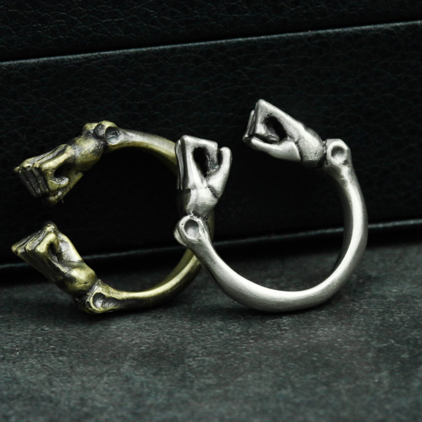 Double Fist 925 silver ring, fist clenched ring, solid brass personalized gift-Craftsmen made