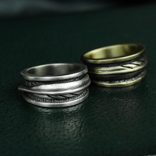 Feather 925 Silver Ring, Gift for mother,Takahashi style sterling silver ring,Silver handmade design personalized gift-Craftsman made - SATANHORN