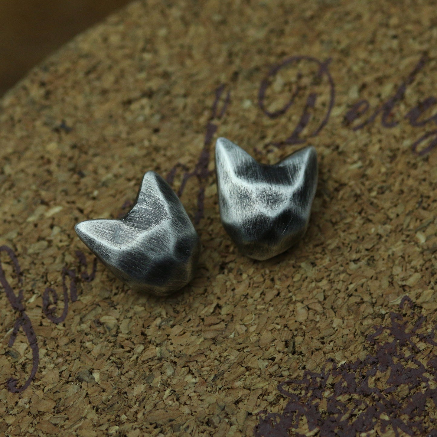 Abstract cat head earrings