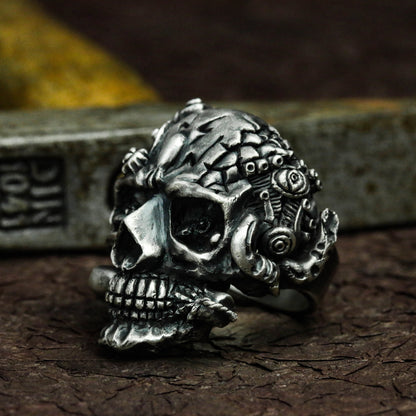 Lucky Skull 925 Silver Ring, Stallone's Expendables Ring, Sterling Silver Gothic Retro Cyberpunk-Crafted by Craftsman - SATANHORN
