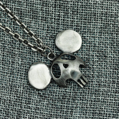 925 Silver Handmade Hip-Hop Style Big Ears Skull Light Luxury Small Necklace/Charm/Pendant