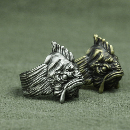 Fish head monster 925 silver ring, personality ring, sterling silver ring, monster fish ring, biochemical ring, fairy ring, witch ring - SATANHORN