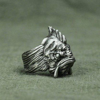 Fish head monster 925 silver ring, personality ring, sterling silver ring, monster fish ring, biochemical ring, fairy ring, witch ring - SATANHORN