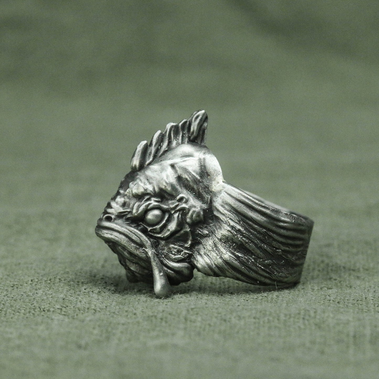 Fish head monster 925 silver ring, personality ring, sterling silver ring, monster fish ring, biochemical ring, fairy ring, witch ring