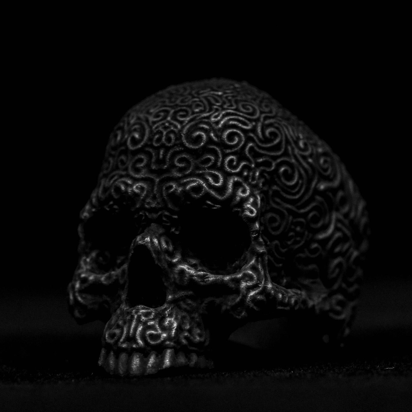 925 silver skull ring, texture skull ring, dark skull ring motorcycle ring men's skull ring skull