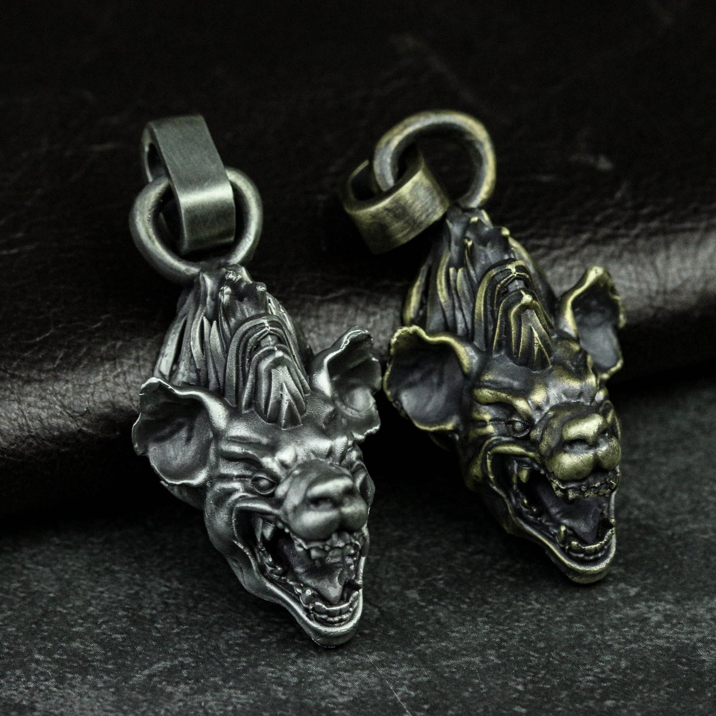 Hyena dog 925 silver pendant, hyena dog pendant, sterling silver pet gothic pendant gift - Artisan Made