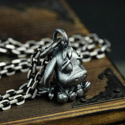 Muppet Donkey 925 Silver Pendant Necklace, Puppet Donkey Pendant, Cute Doll, Cute Donkey Jewelry, Gothic Gift-Craftsman made - SATANHORN