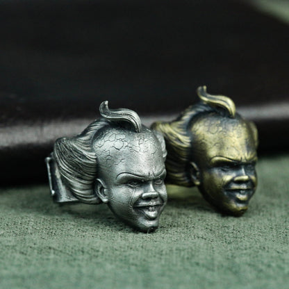 Carnival Horror Face Ring - Gothic Clown 925 Silver Collector Ring - SATANHORN