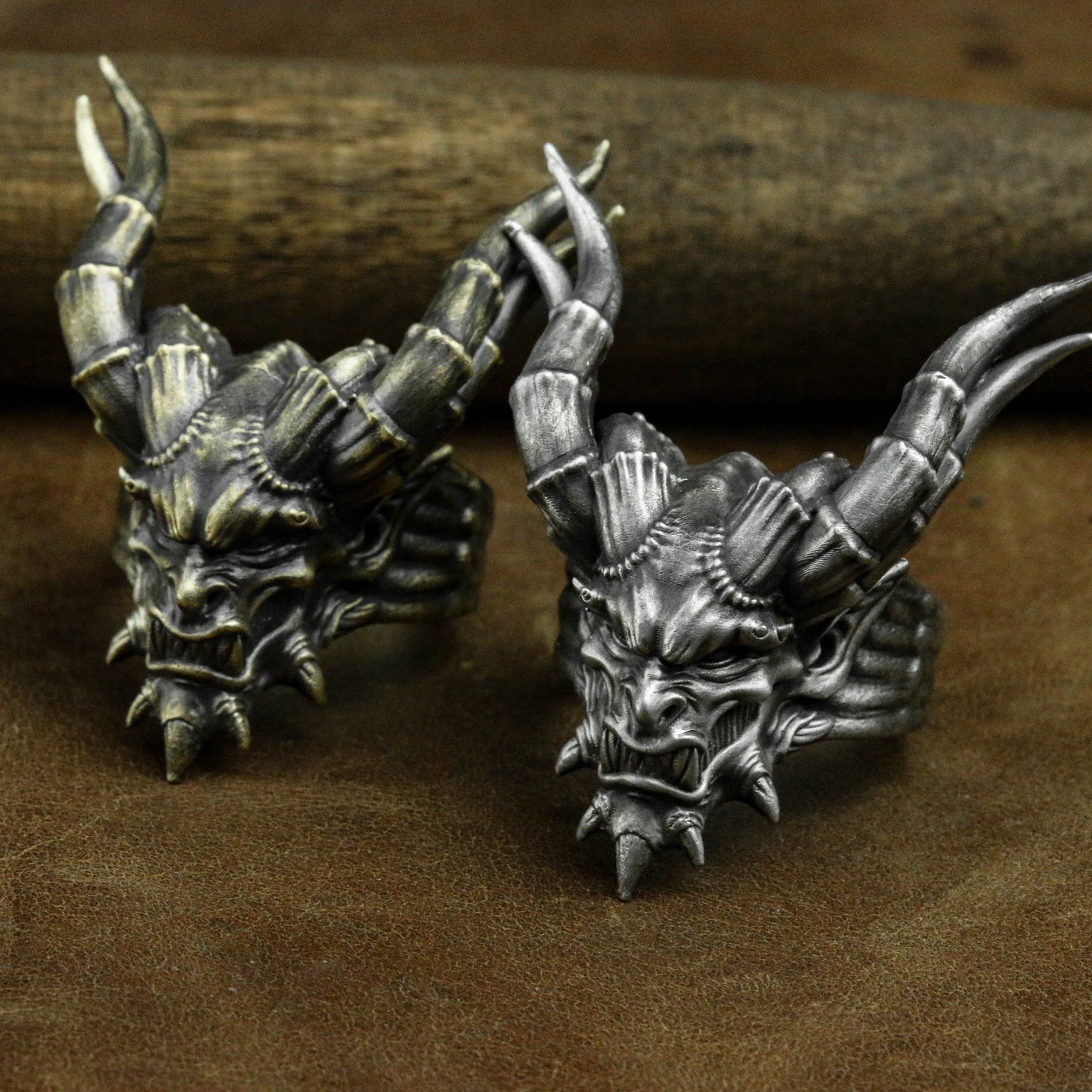 Horned Satanic 925 Silver Ring, Satanic Ring, Men's Motorcycle Ring, Gift for Him-Craftsman made