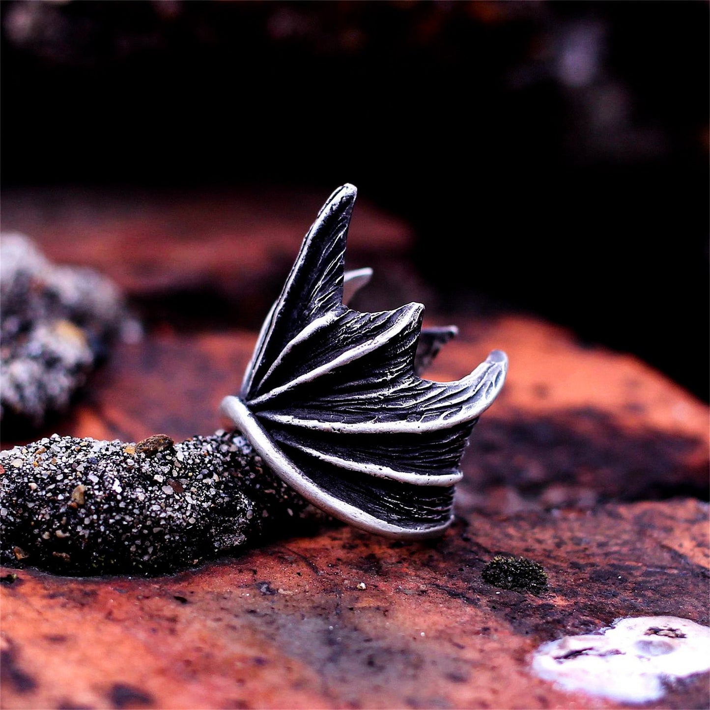 Gothic Devil Wings 925 Silver Ring, Devil Ring, Crown Ring, Wing Silver Ring, Men's Ring, Gothic Ring-Craftsmen made