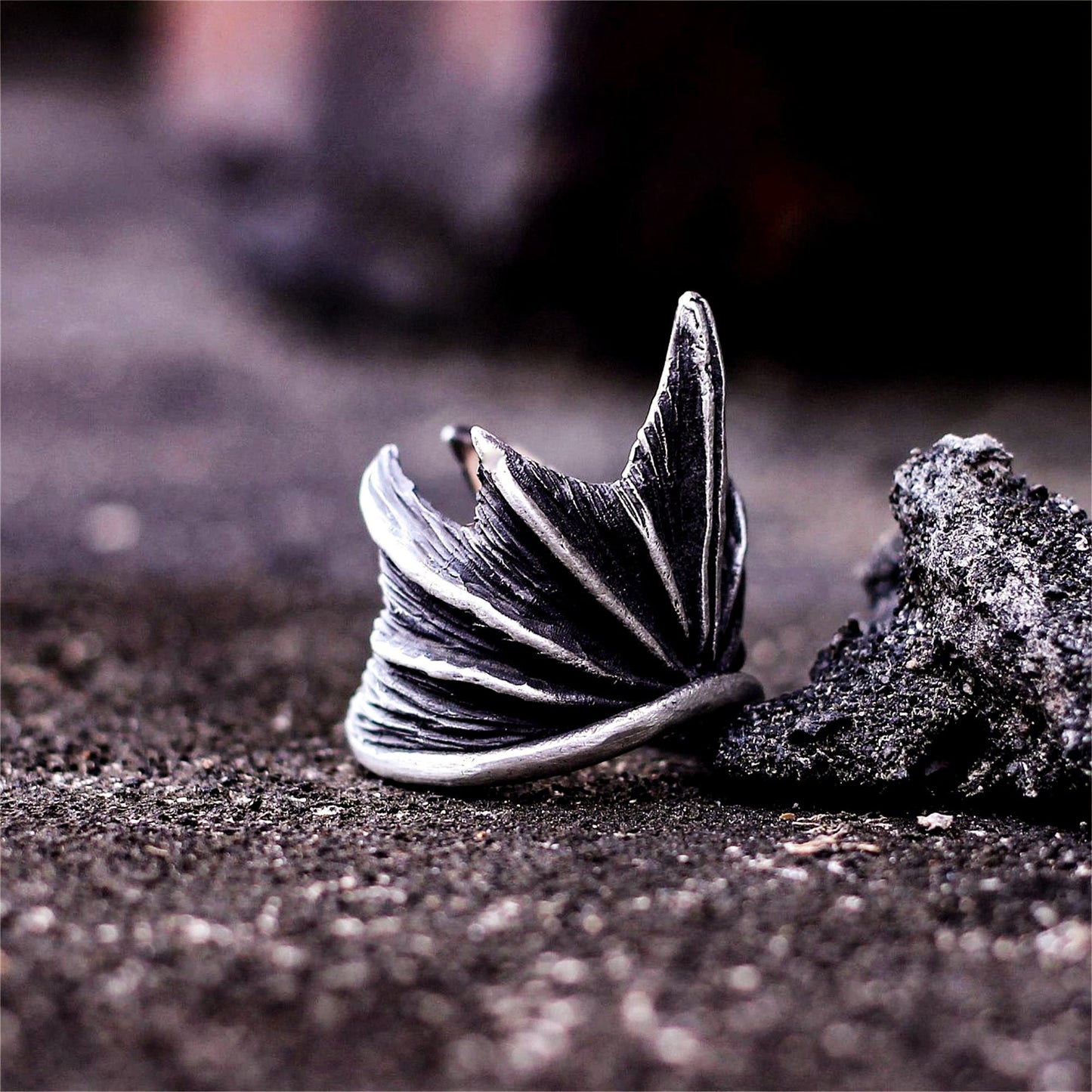 Gothic Devil Wings 925 Silver Ring, Devil Ring, Crown Ring, Wing Silver Ring, Men's Ring, Gothic Ring-Craftsmen made