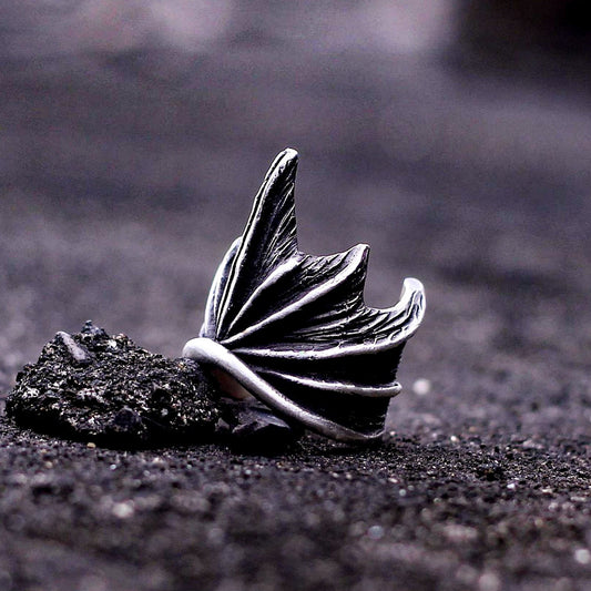 Gothic Devil Wings 925 Silver Ring, Devil Ring, Crown Ring, Wing Silver Ring, Men's Ring, Gothic Ring-Craftsmen made