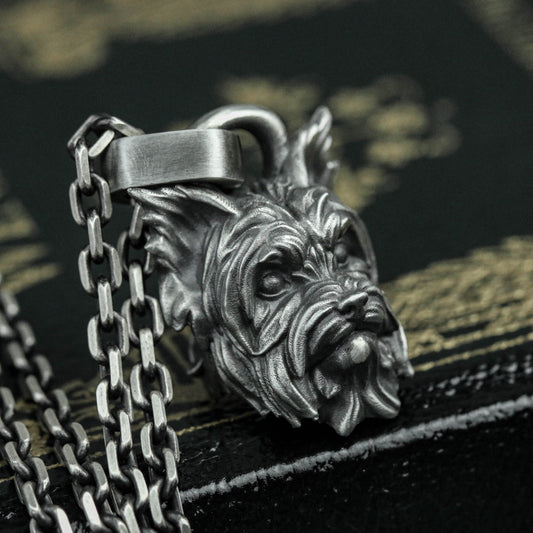 925 Sterling Silver Schnauzer Dog Pendant, Schnauzer Dog Necklace, Animal Pendants, Personalized Gifts, Men's Necklaces - Craftsman Made