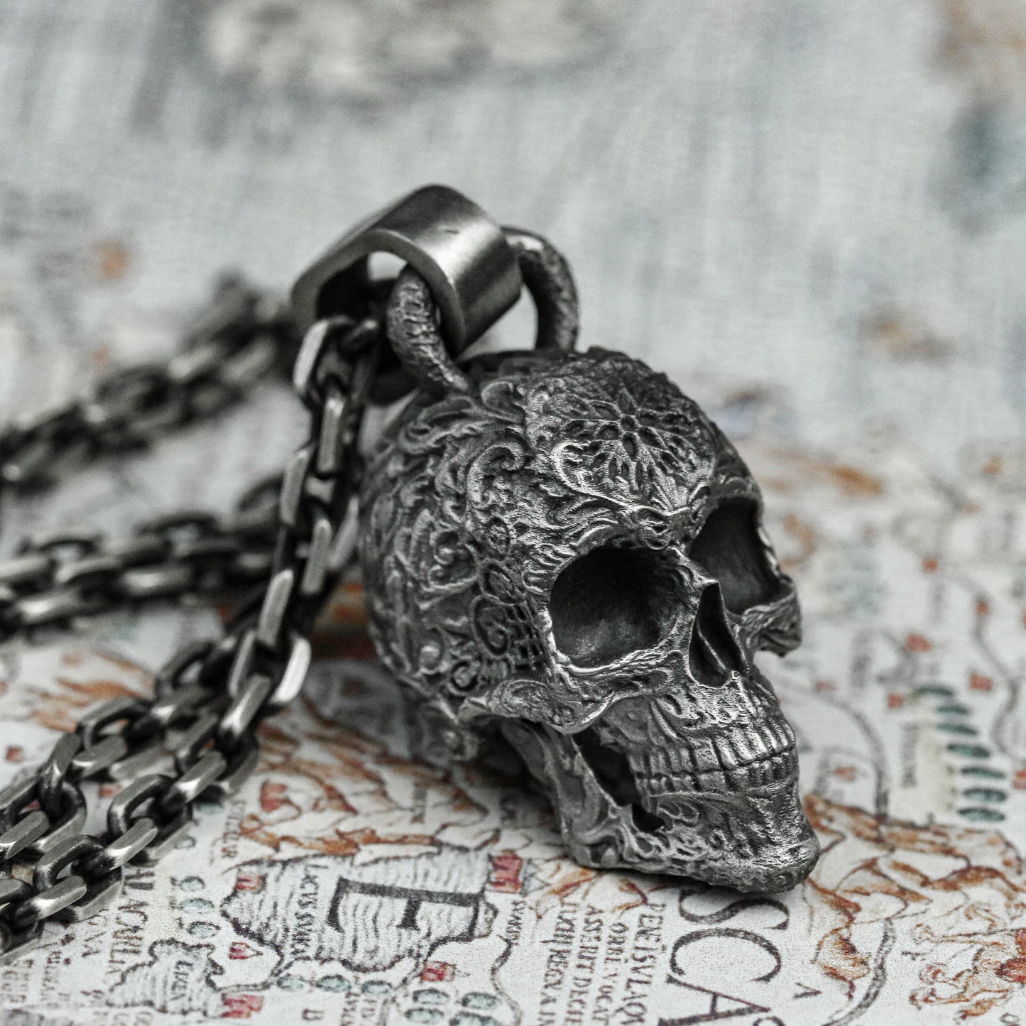 925 Sterling Silver Skull Pendant, Skull Necklace, Men's Necklace, Lost Wax Casting, Anatomy Skull, Gift For Boyfriend - Handmade