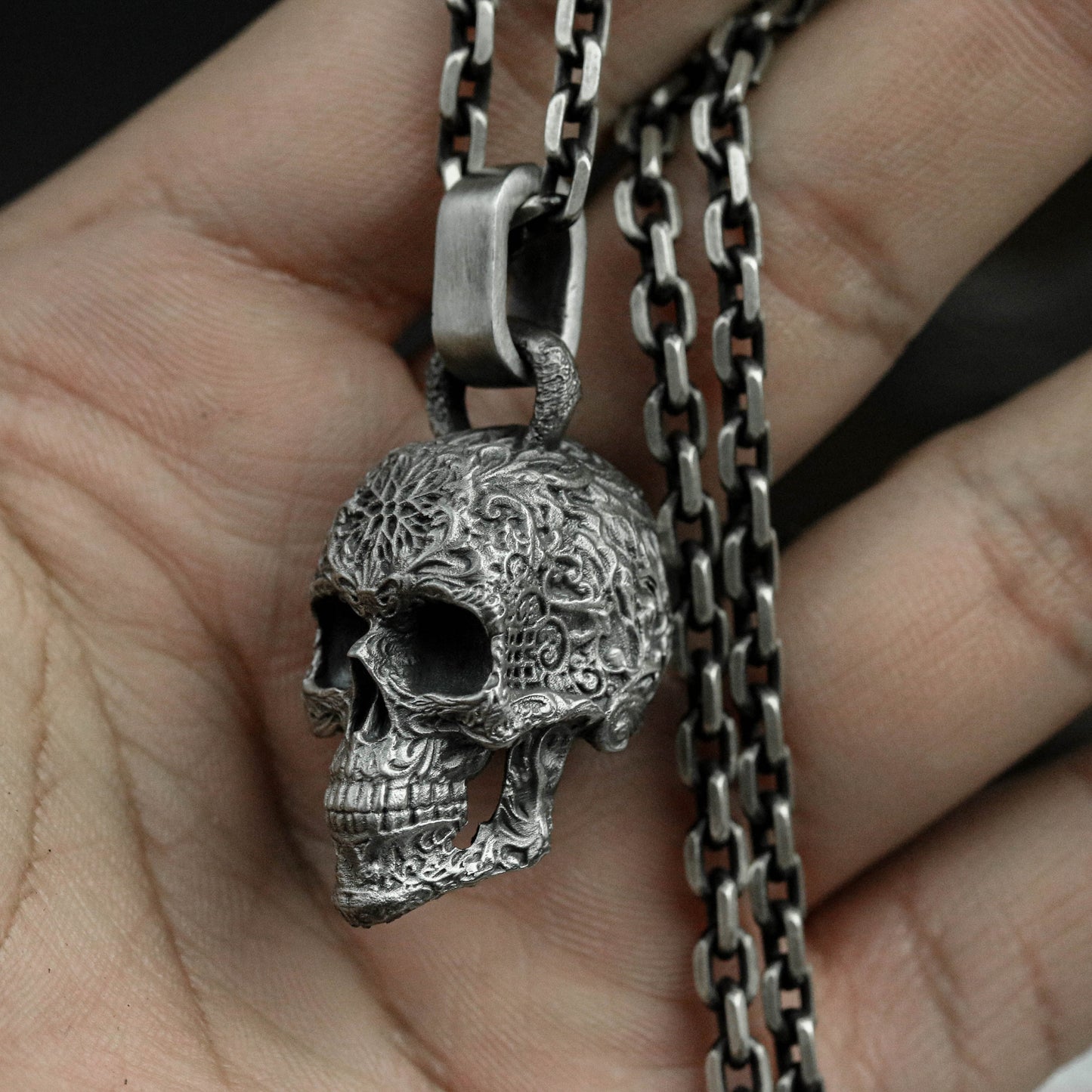 925 Sterling Silver Skull Pendant, Skull Necklace, Men's Necklace, Lost Wax Casting, Anatomy Skull, Gift For Boyfriend - Handmade